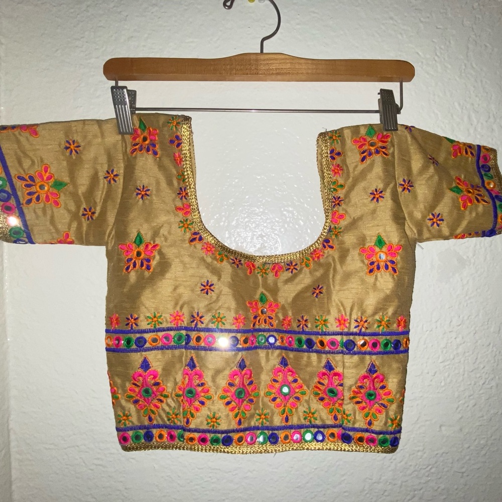 Colorful Embellished Boho Sari Choli Blouse